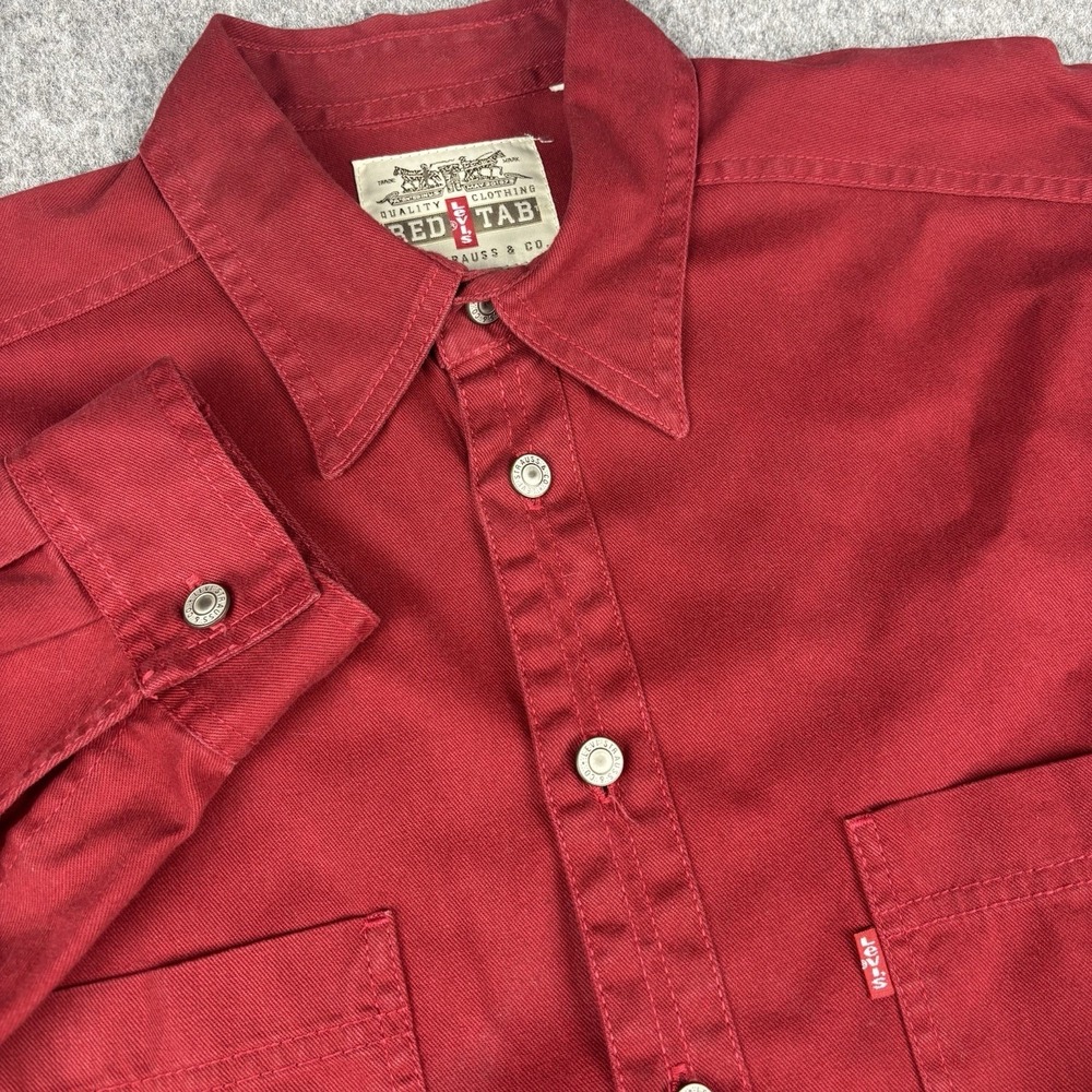 VTG Levi's Red Tab Denim Shirt Mens Large Metal Button Casual Workwear Button Up